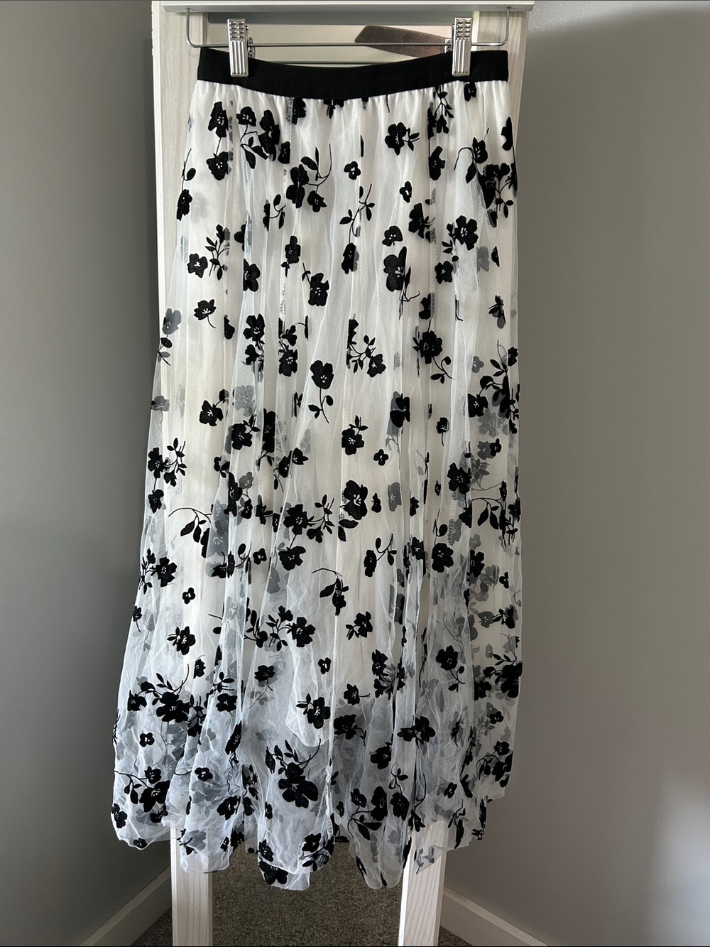Black & White Floral Maxi Skirt